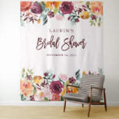 ブライダルシャワー|バーガンディの赤面の写真の背景幕 タペストリー (インサイチュ)
