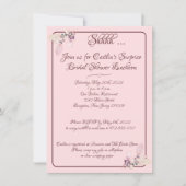 ブライダルシャワー、パステルピンク輪郭 招待状 (正面)