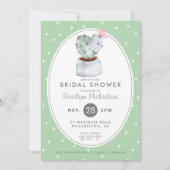 ブライダルシャワー |パステル水彩サボテン 招待状 (正面)