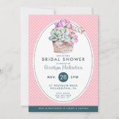 ブライダルシャワー |パステル水彩サボテン 招待状 (正面)
