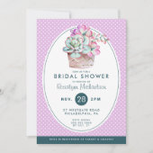 ブライダルシャワー |パステル水彩サボテン 招待状 (正面)