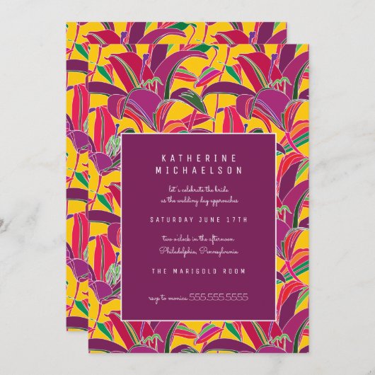 ブライダルシャワー |パープルタイガーリリー招待状 招待状 (正面/裏面)