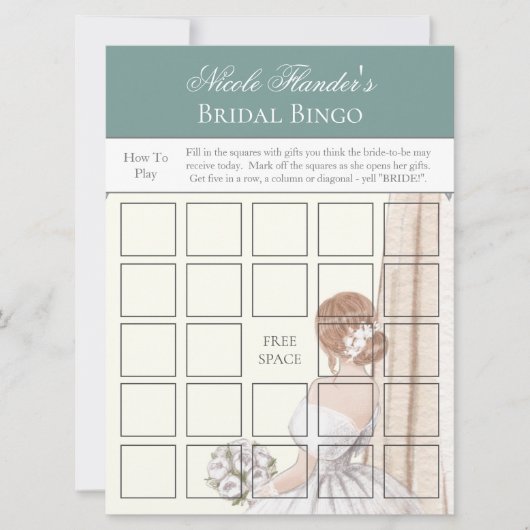 ブライダルシャワー – ビンゴゲームカード 招待状 (正面)