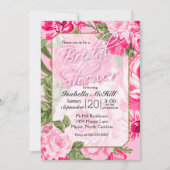 ブライダルシャワー – ピかわいらしンクフローラバラ 招待状 (正面)