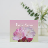 ブライダルシャワー、ピンクのシャクナゲの花 インビテーションポストカード (スタンド正面)