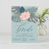 ブライダルシャワー |ピンクのトロピカルリリーフローラ 招待状 (スタンド正面)