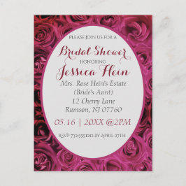 ブライダルシャワー ピンクのバラの招待状 ポストカード