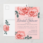 ブライダルシャワー |ピンクのフローラガーデンはがき ポストカード (正面/裏面)