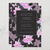 ブライダルシャワー |ピンクのユリ 招待状 (正面/裏面)