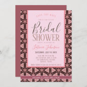 ブライダルシャワー・ピンクの幾何学模様の選択 招待状 (正面/裏面)