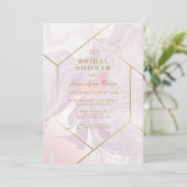 ブライダルシャワー |ピンクパープルマーブルスワール 招待状 (スタンド正面)