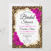 ブライダルシャワー – ピンクローゼズヒョウ 招待状 (正面)