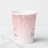 ブライダルシャワー ピンク グリッター 紙コップ (右)