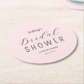 ブライダルシャワー ピンク ブラック シックコースター ラウンドペーパーコースター (アングル)