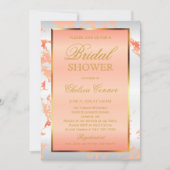 ブライダルシャワー – ピーチマーブルホワイト&金ゴールド 招待状 (正面)