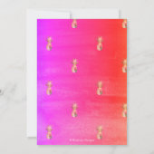 ブライダルシャワー、フェイク金ゴールド水色パイナップル セーブザデート (裏面)