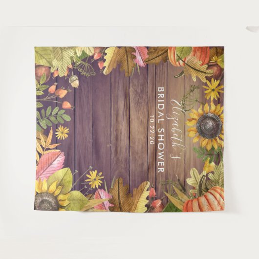 ブライダルシャワー フォトバックドロップ 秋の葉 かぼちゃ タペストリー (正面(横))