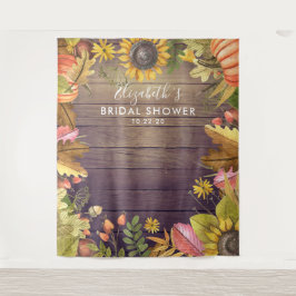 ブライダルシャワー フォトバックドロップ 秋の葉 かぼちゃ タペストリー