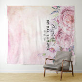 ブライダルシャワー フォトブース背景 ボヘミアンフラワー フェザー タペストリー (インサイチュ(横))