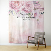 ブライダルシャワー フォトブース背景 ボヘミアンフラワー フェザー タペストリー (インサイチュ)