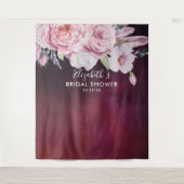 ブライダルシャワー フォトブース 背景 ボヘミアンフラワー バーガンディ タペストリー (正面)