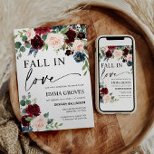 ブライダルシャワー フォール イン ラブ ボヘミアンバーグundy ブラッシュ 招待状