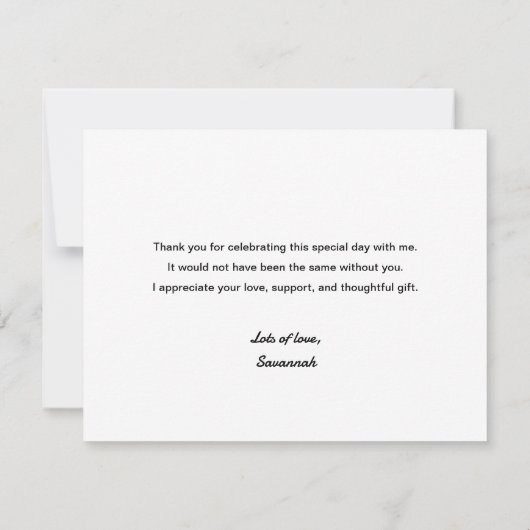 ブライダルシャワー フューチャー ミセス Chic スタイリッシュ トレンディ ハート サンキューカード (裏面)