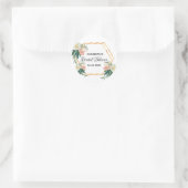 ブライダルシャワー フローラル コーラル ゴールド ジオメトリック ローズ ラウンドシール (バッグ)