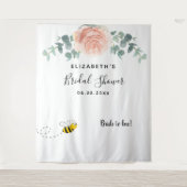 ブライダルシャワー フローラル ローズゴールド ホワイト ブライドトゥビー タペストリー (正面)