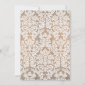 ブライダルシャワー:フローラレースパターンと素朴木材 招待状 (裏面)