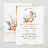 ブライダルシャワー、ブライダルティーパーティー、ブライダルシャワーティーパーティー 招待状 (正面/裏面)