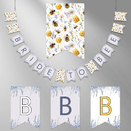 ブライダルシャワー ブライドトゥビー ハニービー ラバンダー バンティングフラッグ