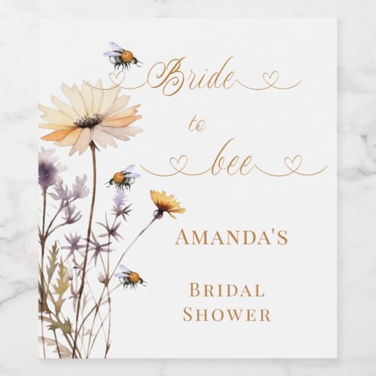 ブライダルシャワー ブライドトゥビー ワイルドフラワーズ アイボリー ワインラベル (シングルラベル)