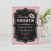 ブライダルシャワー – ブラックバラ金ゴールド 招待状 (スタンド正面)