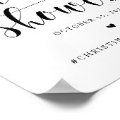 ブライダルシャワー、ブラックモダンの結婚フォント ポスター (角)