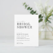 ブライダルシャワー |ブラック&ホワイトのミニマリスト ポストカード (スタンド正面)