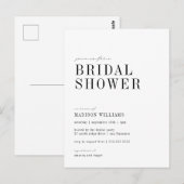 ブライダルシャワー |ブラック&ホワイトのミニマリスト ポストカード (正面/裏面)