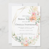 ブライダルシャワー | ブラッシュコーラルクリームの花 招待状 (正面)