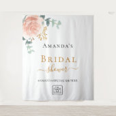 ブライダルシャワー ブラッシュ ローズゴールド フローラル ユーカリ タペストリー (正面)