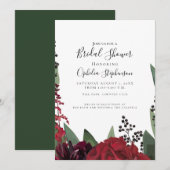 ブライダルシャワー | ブルグンディエレガントマルサラフローラ 案内状 (正面/裏面)