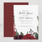 ブライダルシャワー | ブルグンディエレガントマルサラフローラ 案内状 (正面/裏面)