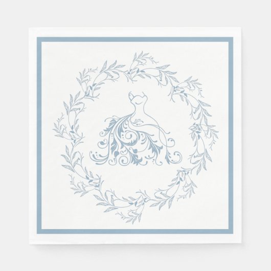 ブライダルシャワー – ブルーエレガントシャワー紙ナプキンス スタンダードランチョンナプキン (正面)