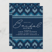 ブライダルシャワー |ブルーニットのクリスマスツリーセーター 招待状 (正面/裏面)