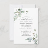 ブライダルシャワー ボタニカル ユーカリ グリー ネリージ スクリプト 招待状 (正面)