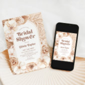 ブライダルシャワー ボーホー フラワー モカ 招待状