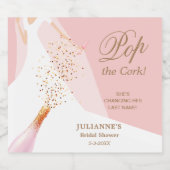 ブライダルシャワー ポップザコルク ブラッシュピンク スパークリングワインラベル (シングルラベル)