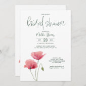 ブライダルシャワー |ポピーの水彩 招待状 (正面/裏面)