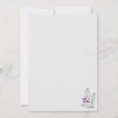 ブライダルシャワー ミニマリスト パープル リーフ ベリー 招待状 (裏面)