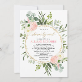 ブライダルシャワー(メール·ピンク·金ゴールド·グリーンエレガント) 招待状
