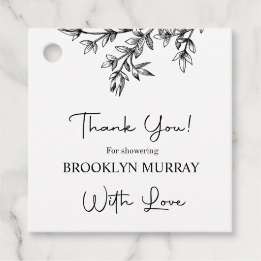 ブライダルシャワー、モダンブライダル、白黒 フェイバータグ (正面)